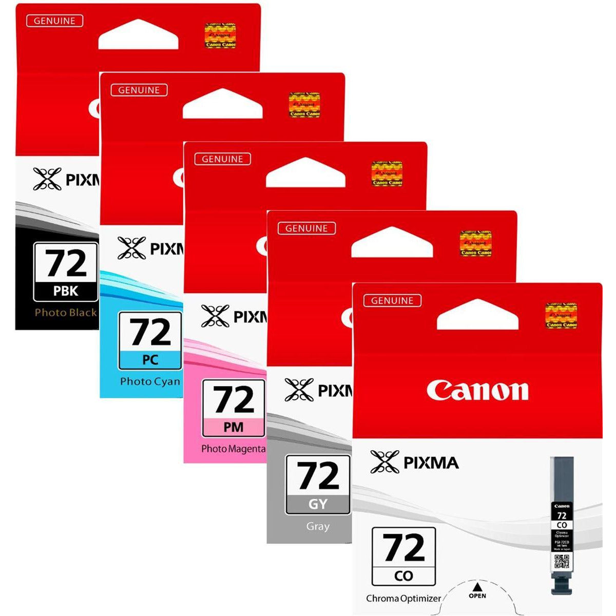 Canon PGI-72 (510 svart/165 Grey/303 rautt/351 blátt/165 Clear Photos) Photo svart/Grey/Photo rautt/Photo blátt/Chroma Optimiser blekhylki Pack of 5