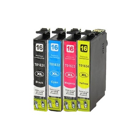 G&G Ninestar samheitahylki: Epson 16XL/ T1636 Pakki: 1x Svart, Blátt, Rautt, Gult
