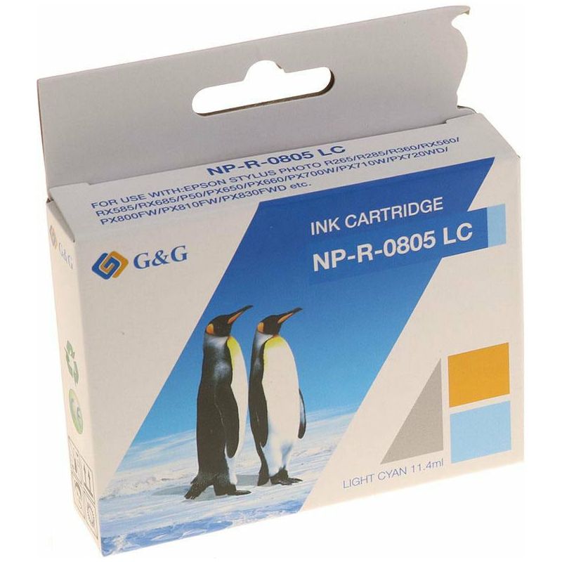 G&G Ninestar samheitahylki: Epson T0805 / T0801 / T0802 / T0803 / T0804 ljósblátt