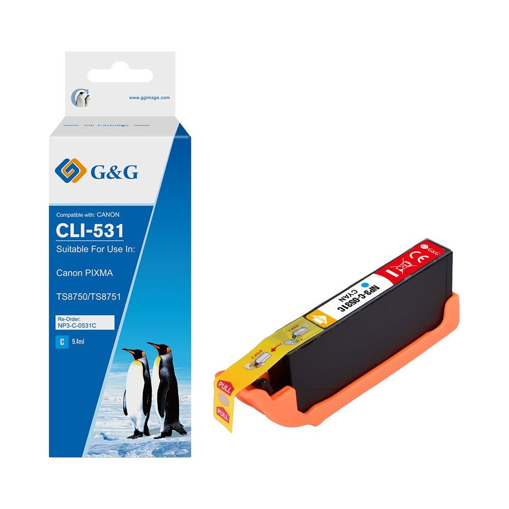 G&G Ninestar samheitahylki:  Canon CLI-531 - Blátt