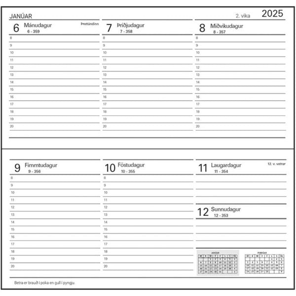 Dagbók Þröstur Vasa 2026 Vika Blá