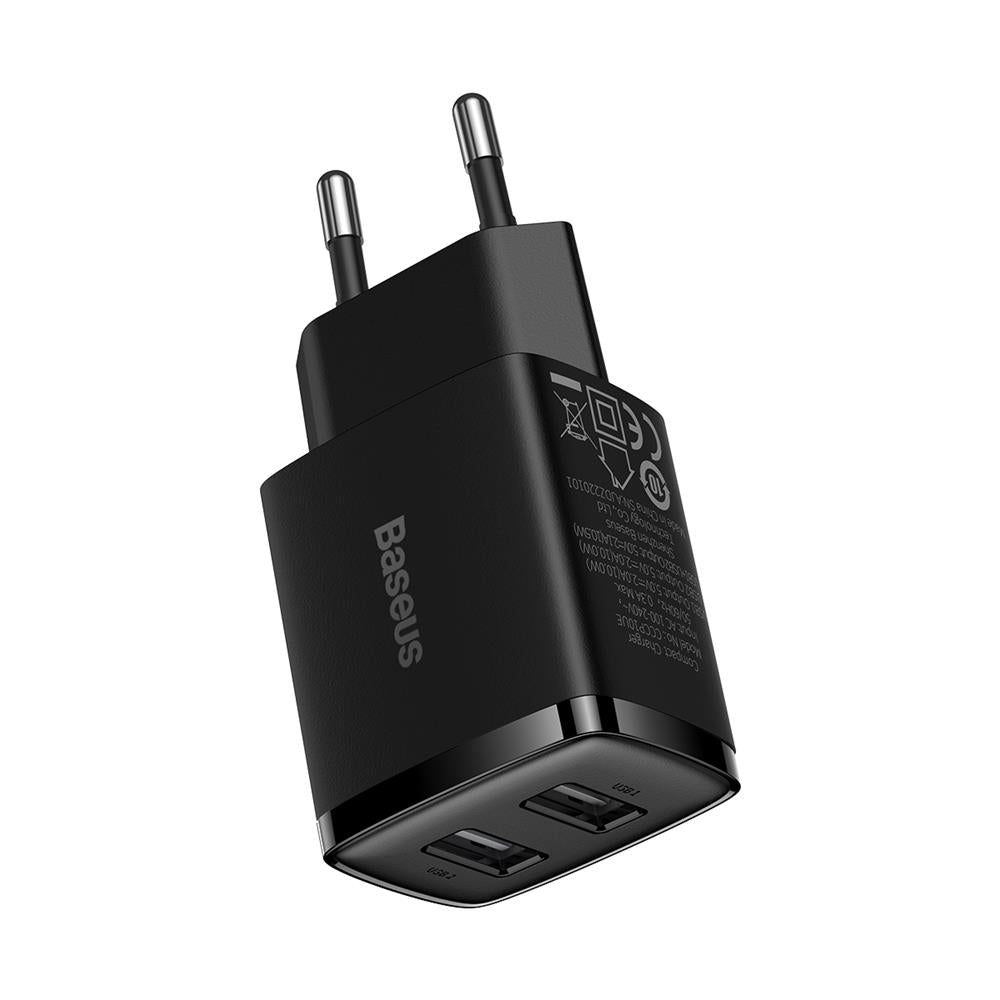 Baseus wall charger Compact 2 x USB black 10,5w