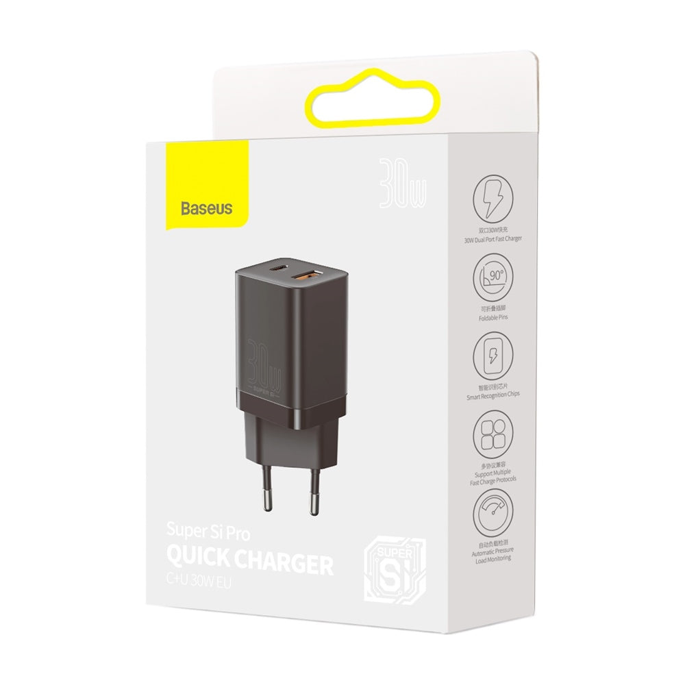 Baseus wall charger Super Si PD 30W 1x USB-C 1x USB black