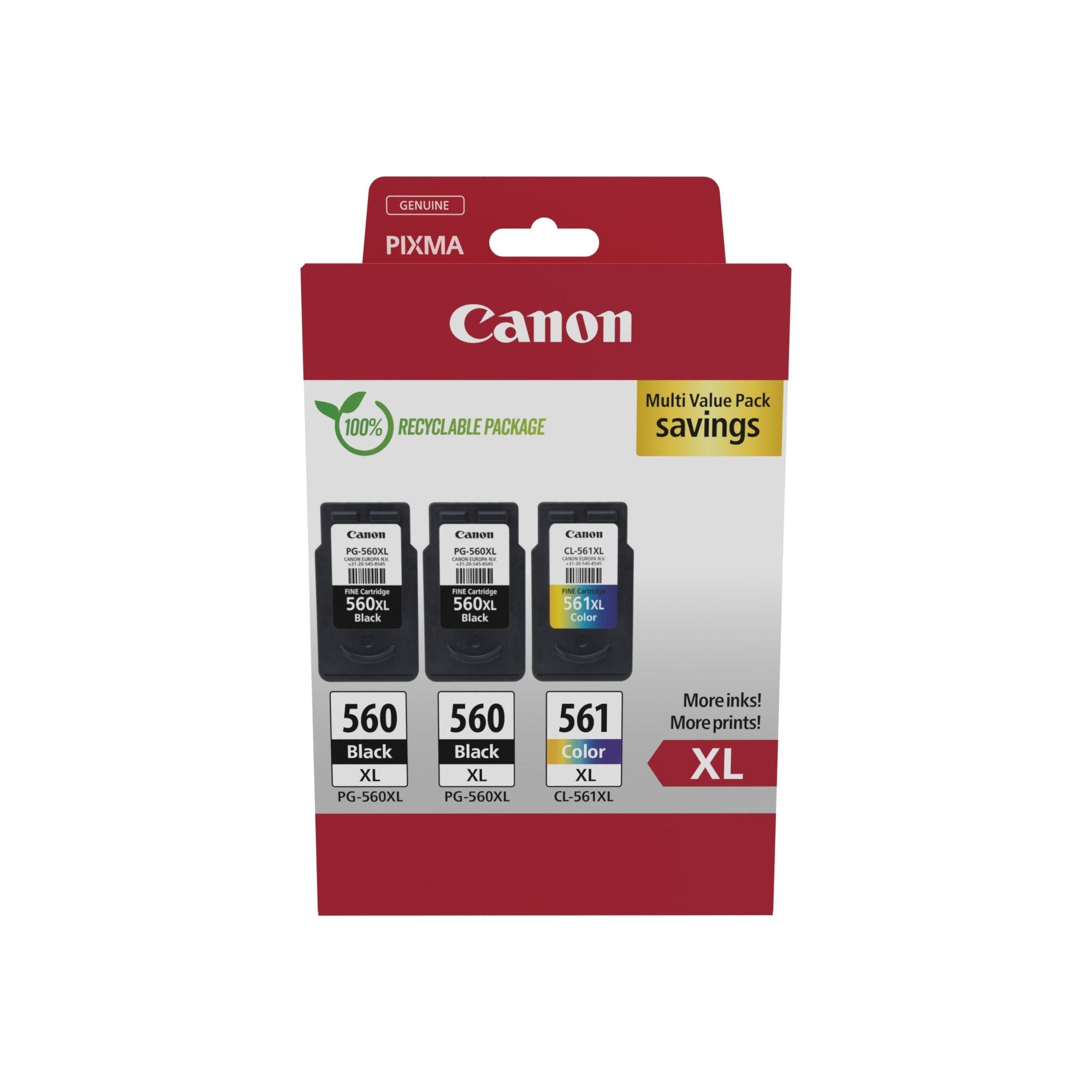 Canon 3712C009 ink cartridge 3 pc(s) Original High (XL) Prentar svart, blátt, rautt, gult