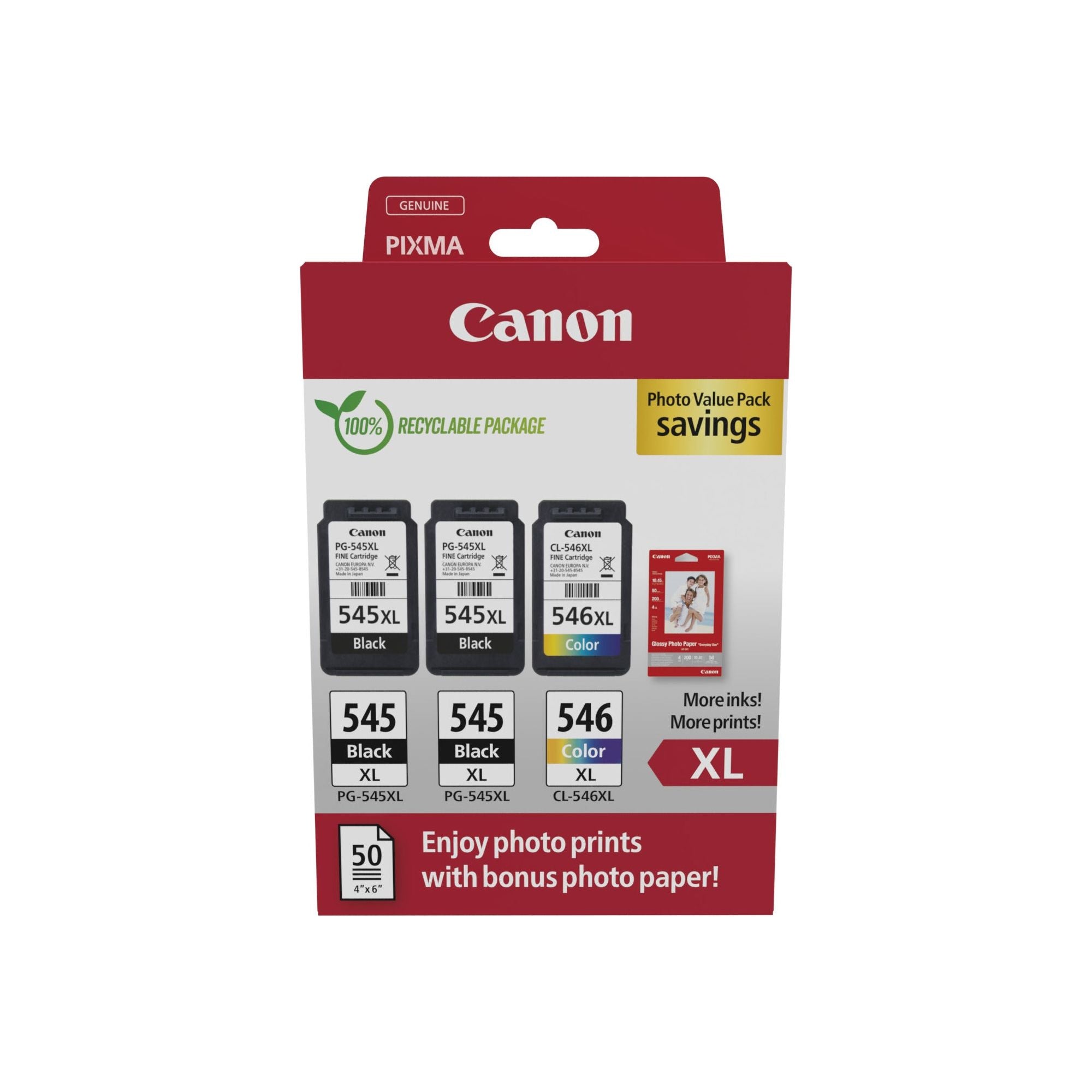 Canon 8286B015 ink cartridge 3 pc(s) Original High (XL) Prentar svart, blátt, rautt, gult