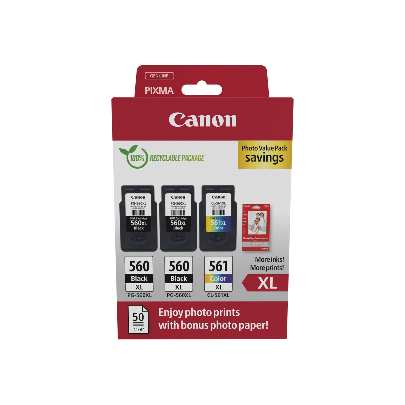 Canon 3712C012 ink cartridge 3 pc(s) Original High (XL) Prentar svart, blátt, rautt, gult