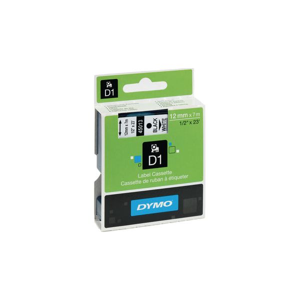 Dymo D1 (12mm) Permanent Plastic Tape (svart á hvítu) fyrir Dymo Pocket Label prentara