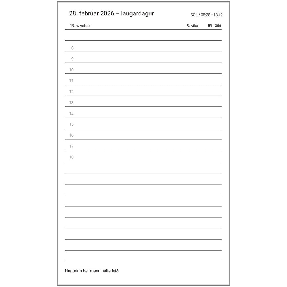 Dagbók Kría 11X18cm. 2026 Dagur Blá