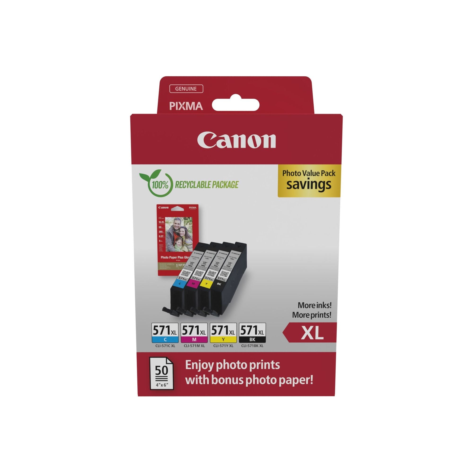 Canon 0332C006 ink cartridge 4 pc(s) Original High (XL) Prentar svart, blátt, rautt, gult
