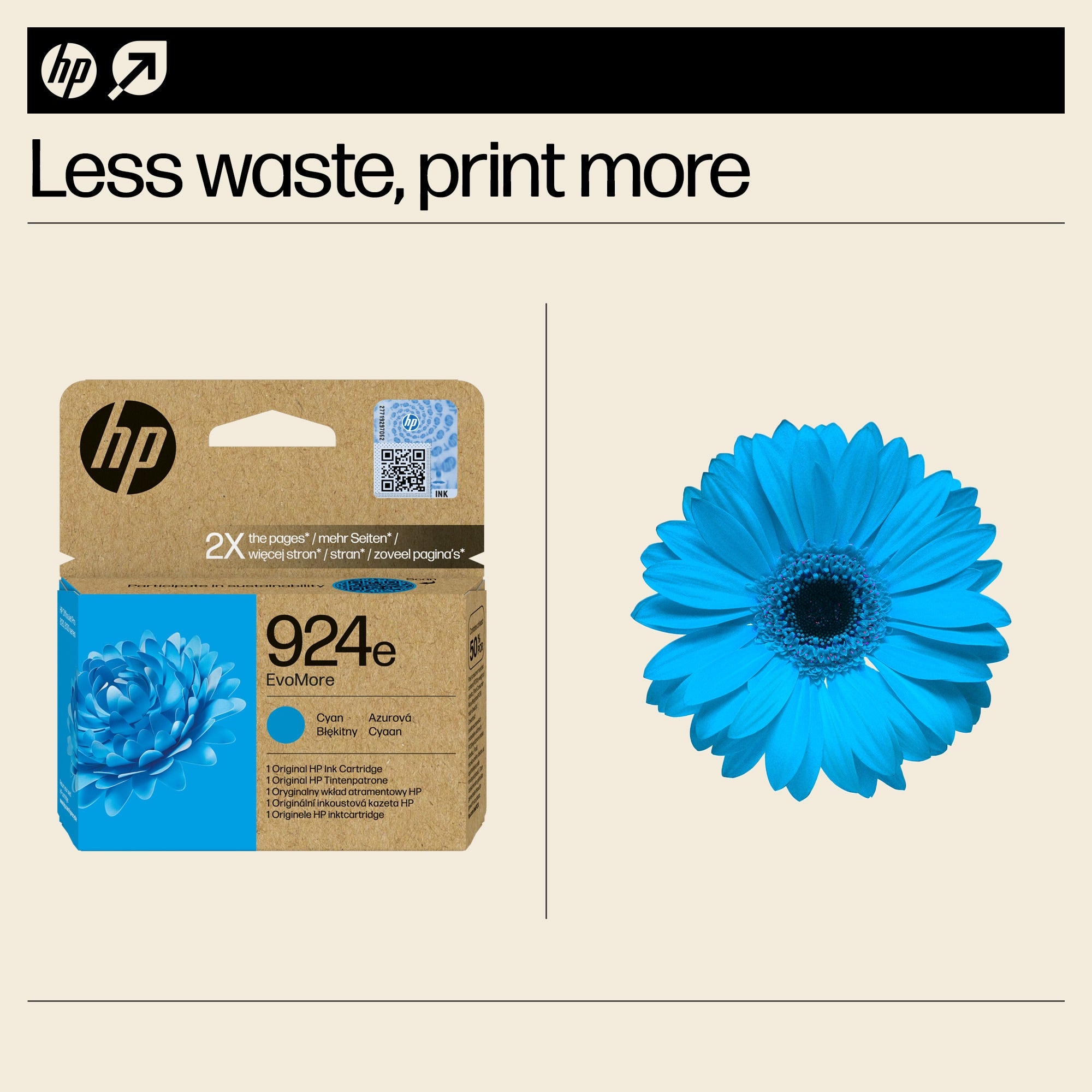 HP 924e EvoMore Cyan Original Ink Cartridge