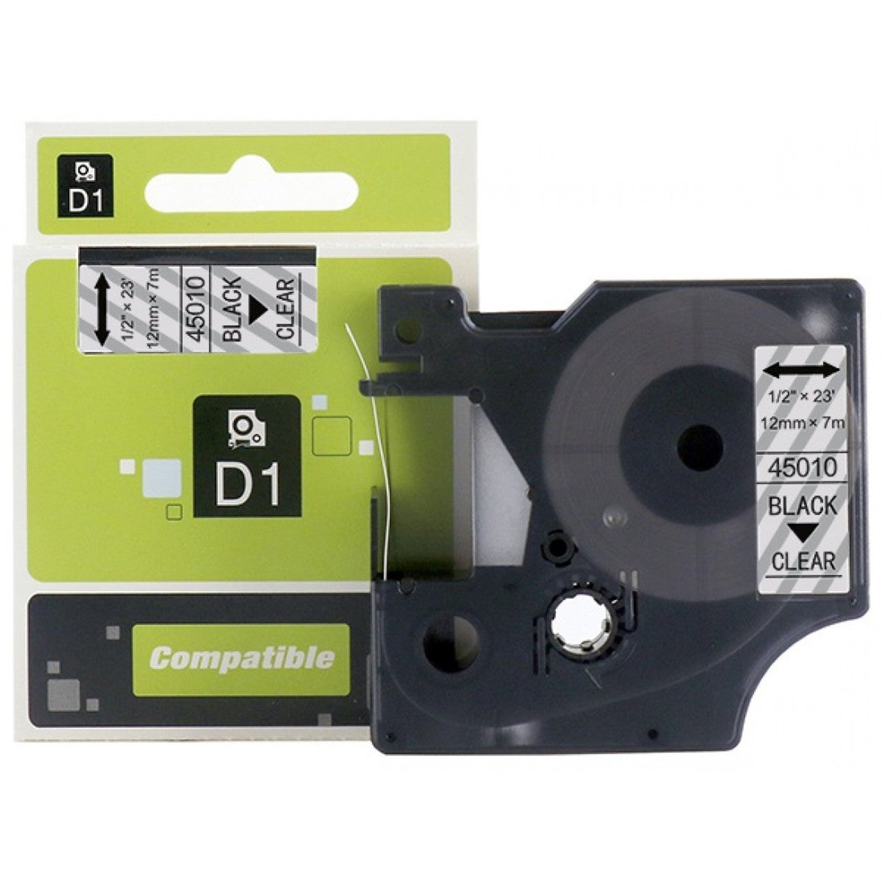 Dymo D1 (12mm) Permanent Plastic Tape (svart á glæru) fyrir Dymo Pocket Label prentara