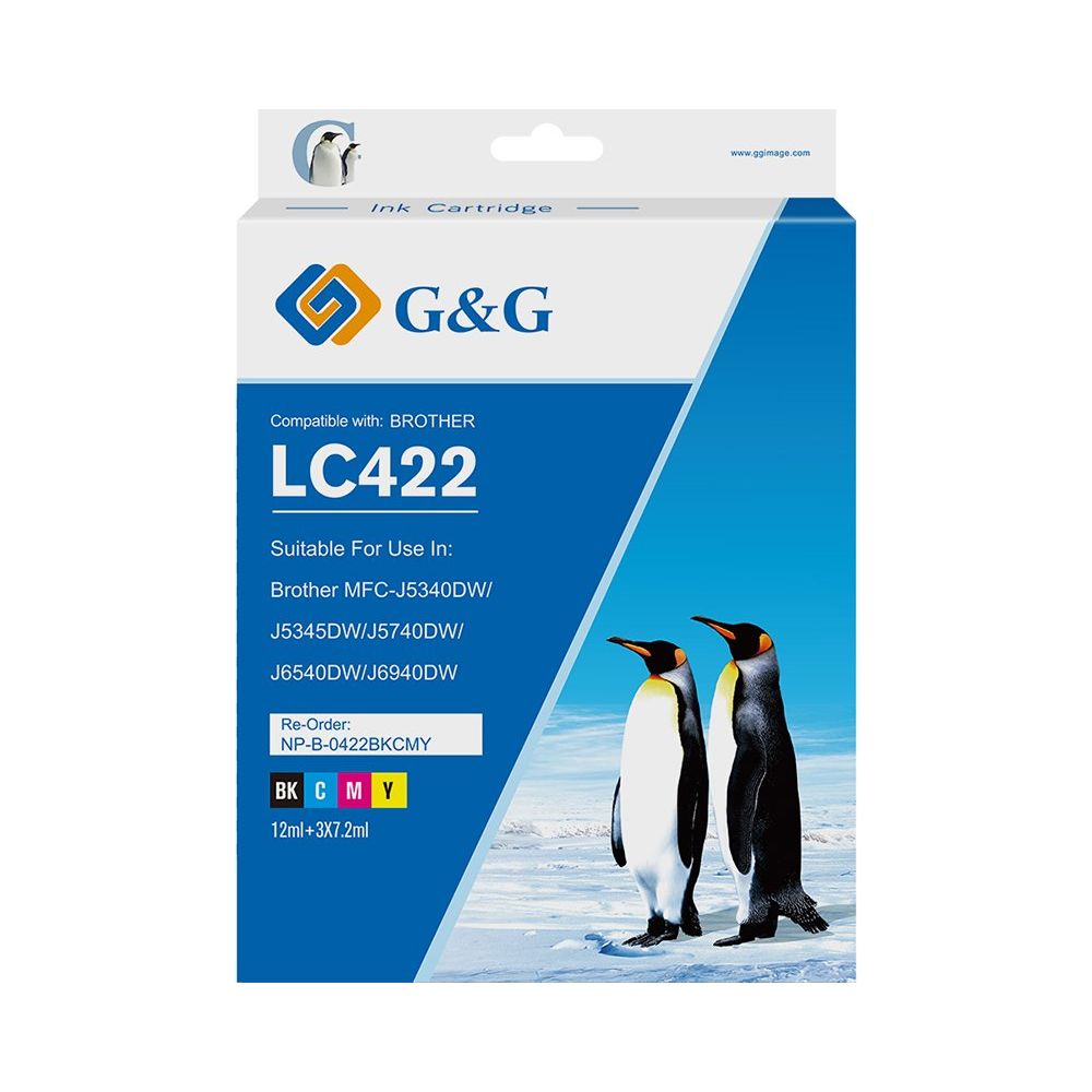 G&G Ninestar samheitahylki:  Brother LC-422BKCMY Öll hylki í einum pakka