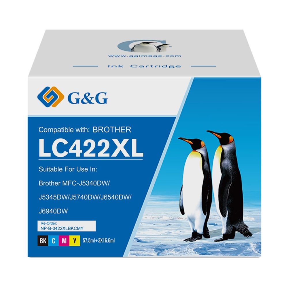 G&G Ninestar samheitahylki:  Brother LC-422XLBKCMY Öll hylki í einum pakka