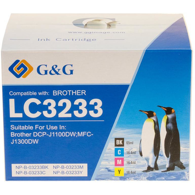 G&G Ninestar samheitahylki:  Brother LC-3233 Blátt, Rautt, Gult, Svart