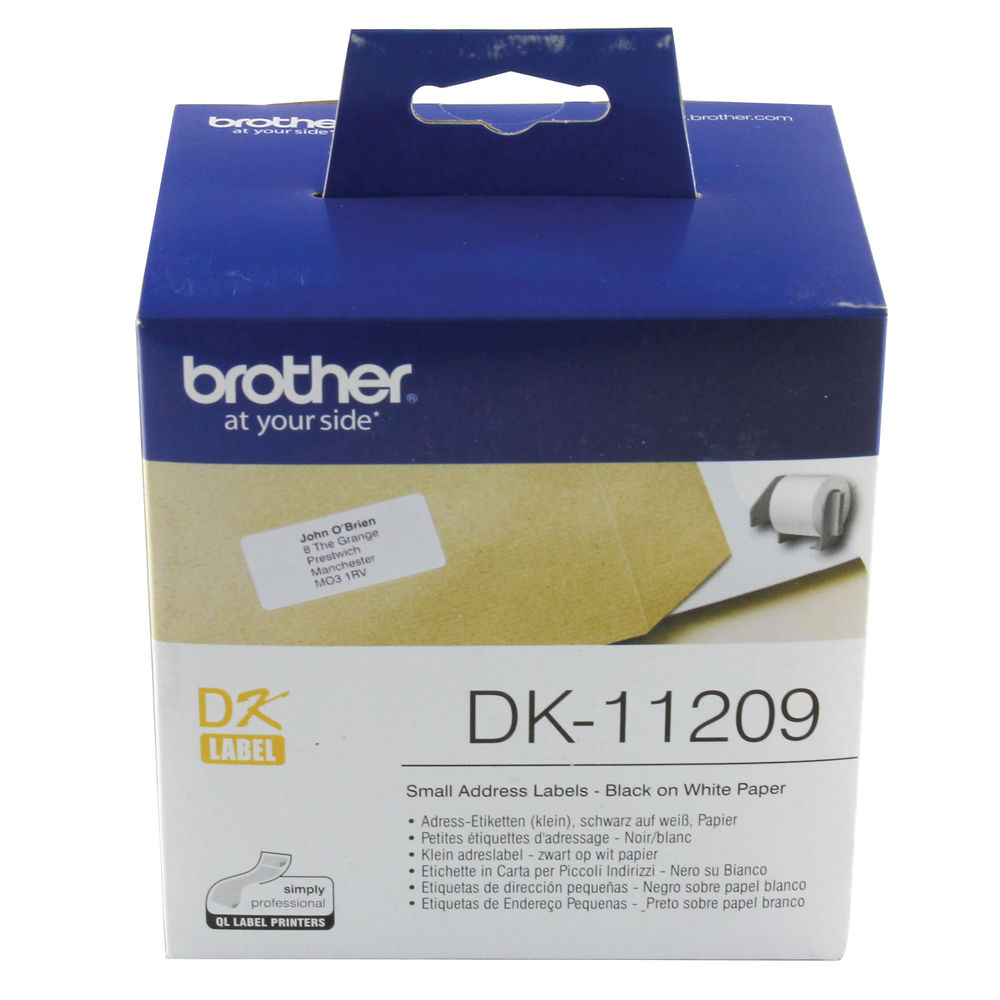 Brother DK límmiðar DK-11209 (29mm x 62mm) svart á hvítu límmiðar (800 límmiðar)