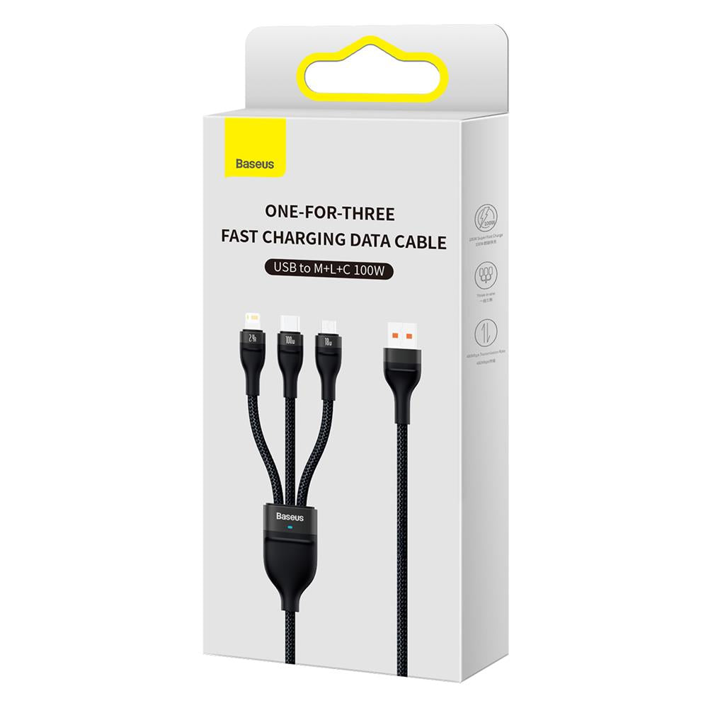 Baseus cable 3in1 Flash II USB - Lightning + USB-C + microUSB 1,2 m 3,5A black
