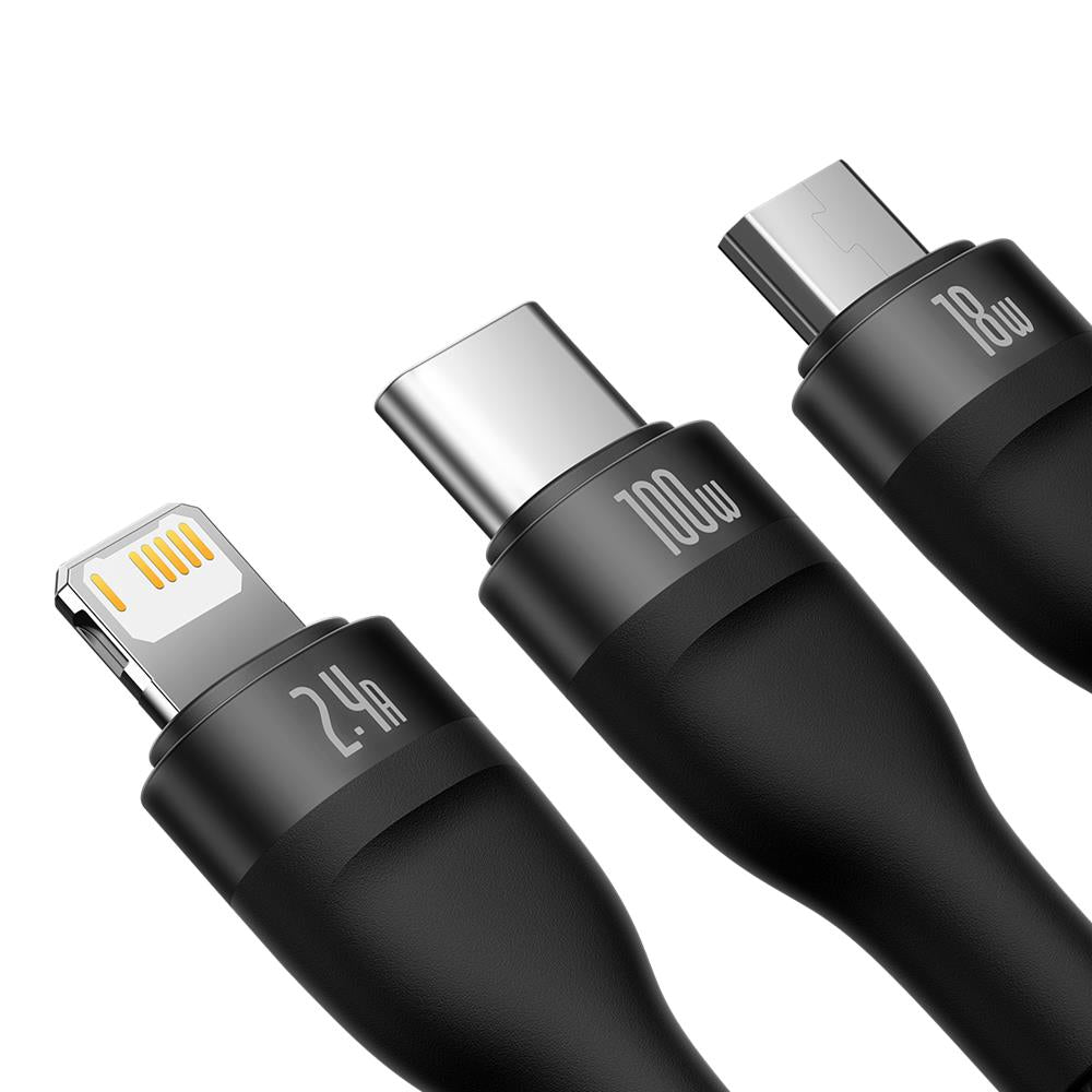 Baseus cable 3in1 Flash II USB - Lightning + USB-C + microUSB 1,2 m 3,5A black