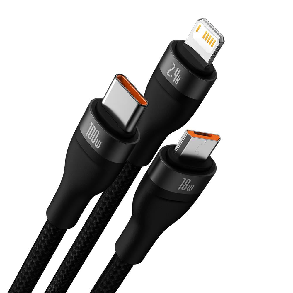 Baseus cable 3in1 Flash II USB - Lightning + USB-C + microUSB 1,2 m 3,5A black