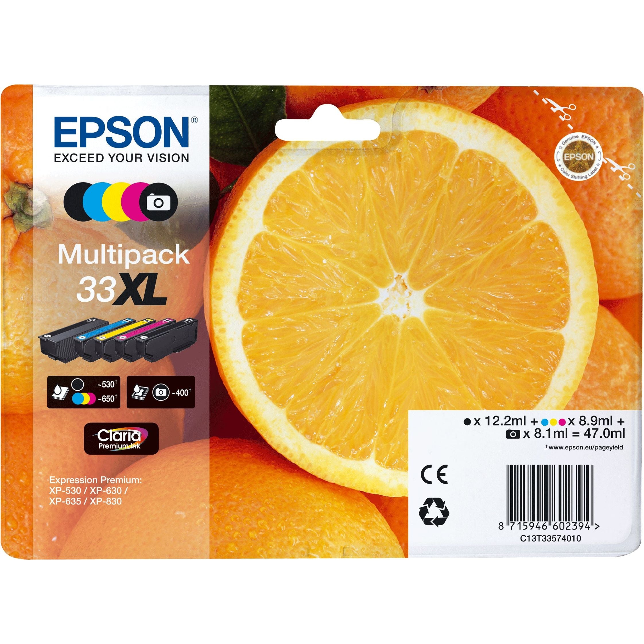 Epson Ink Cart. C13T33574010/11/12 fyrir Expression Home XP-530/ 630/635/830 Multipack XL
