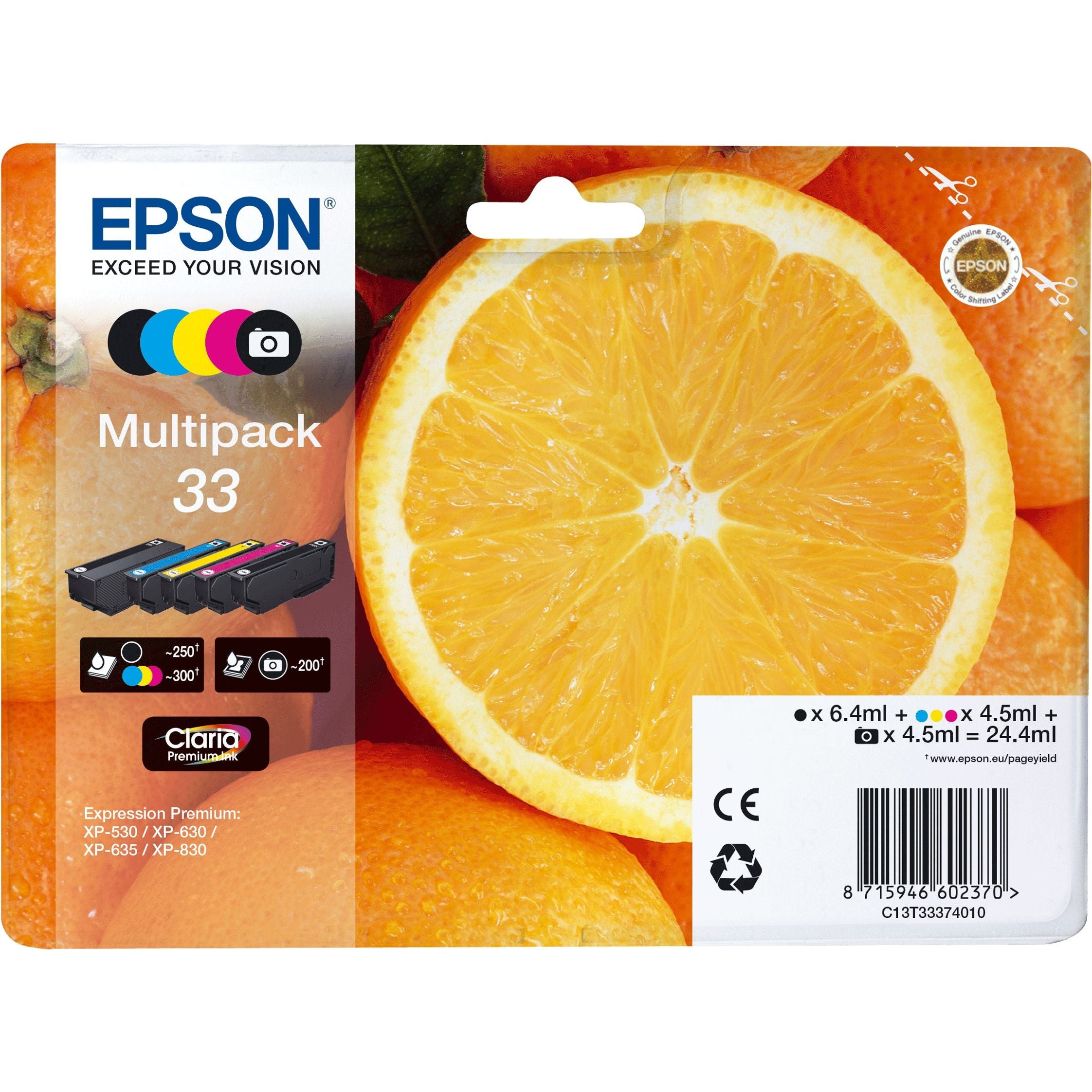 Epson Ink Cart. C13T33374011 fyrir Expression Home XP-530/ 630/635/830 Multipack
