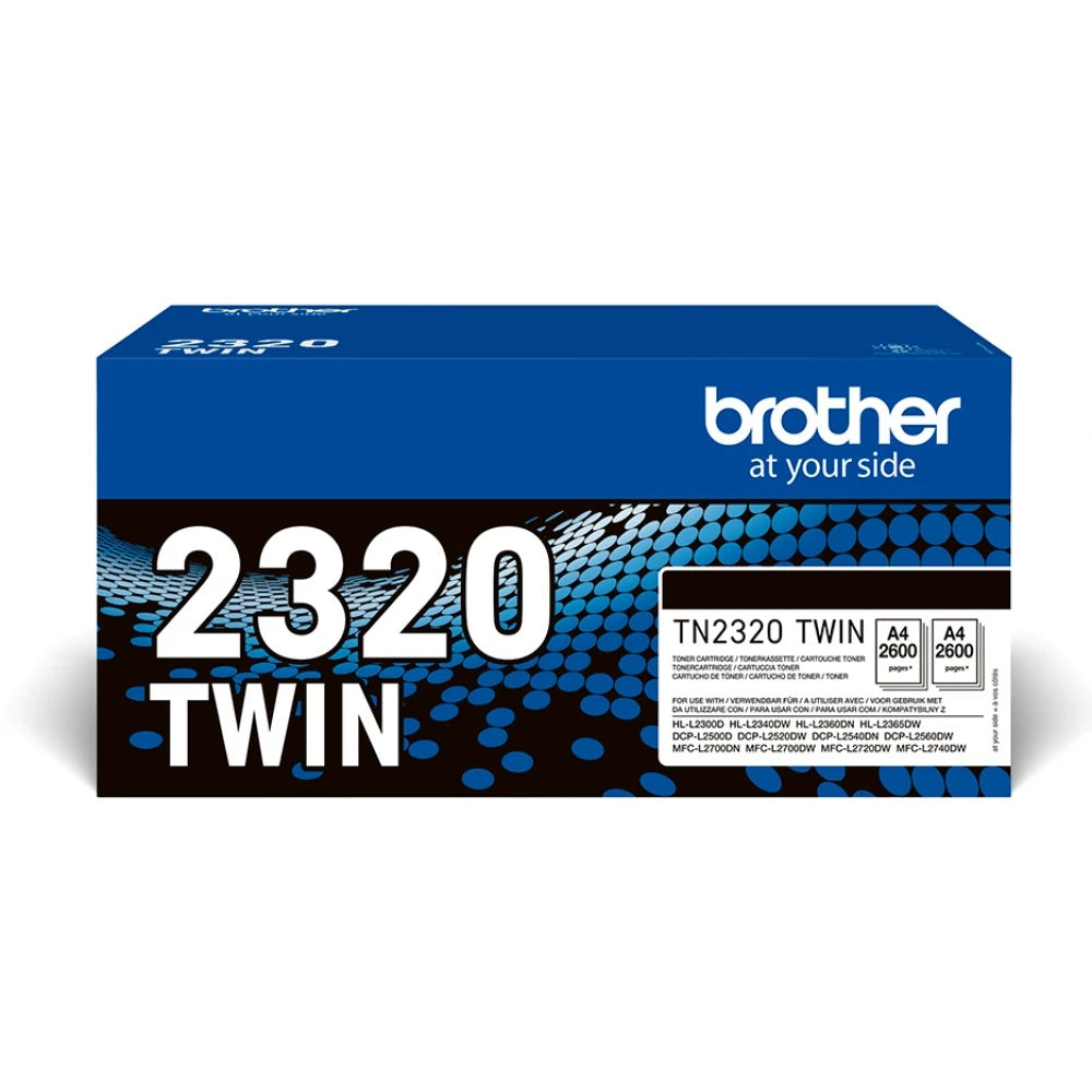 Brother TN-2320TWIN (Prentar: 2 x 2,600 síður) svart dufthylkis - Twin Pack