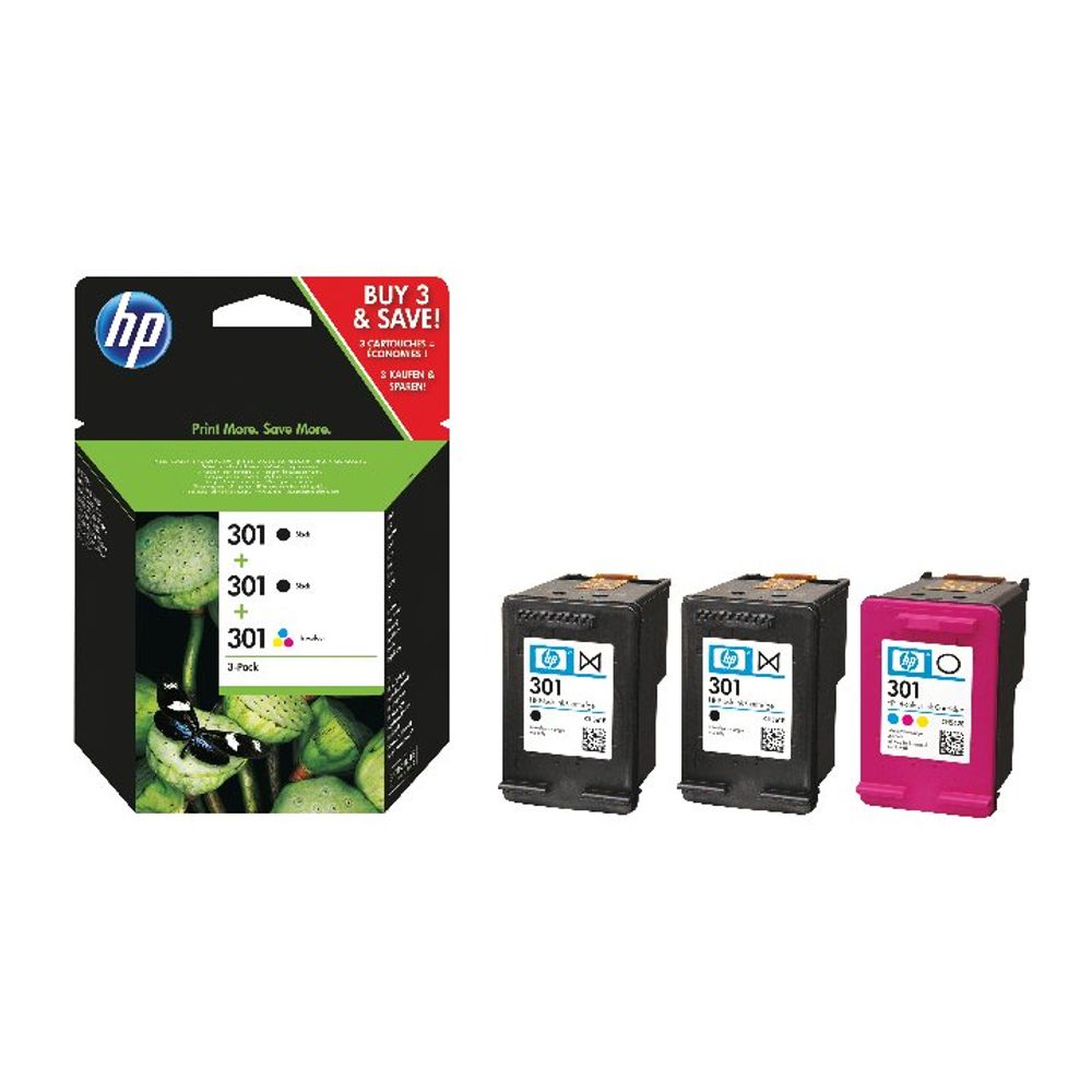 HP E5Y87EE 301 svart blekhylki 2x3ml Tricolour blekhylki 3ml Multipack