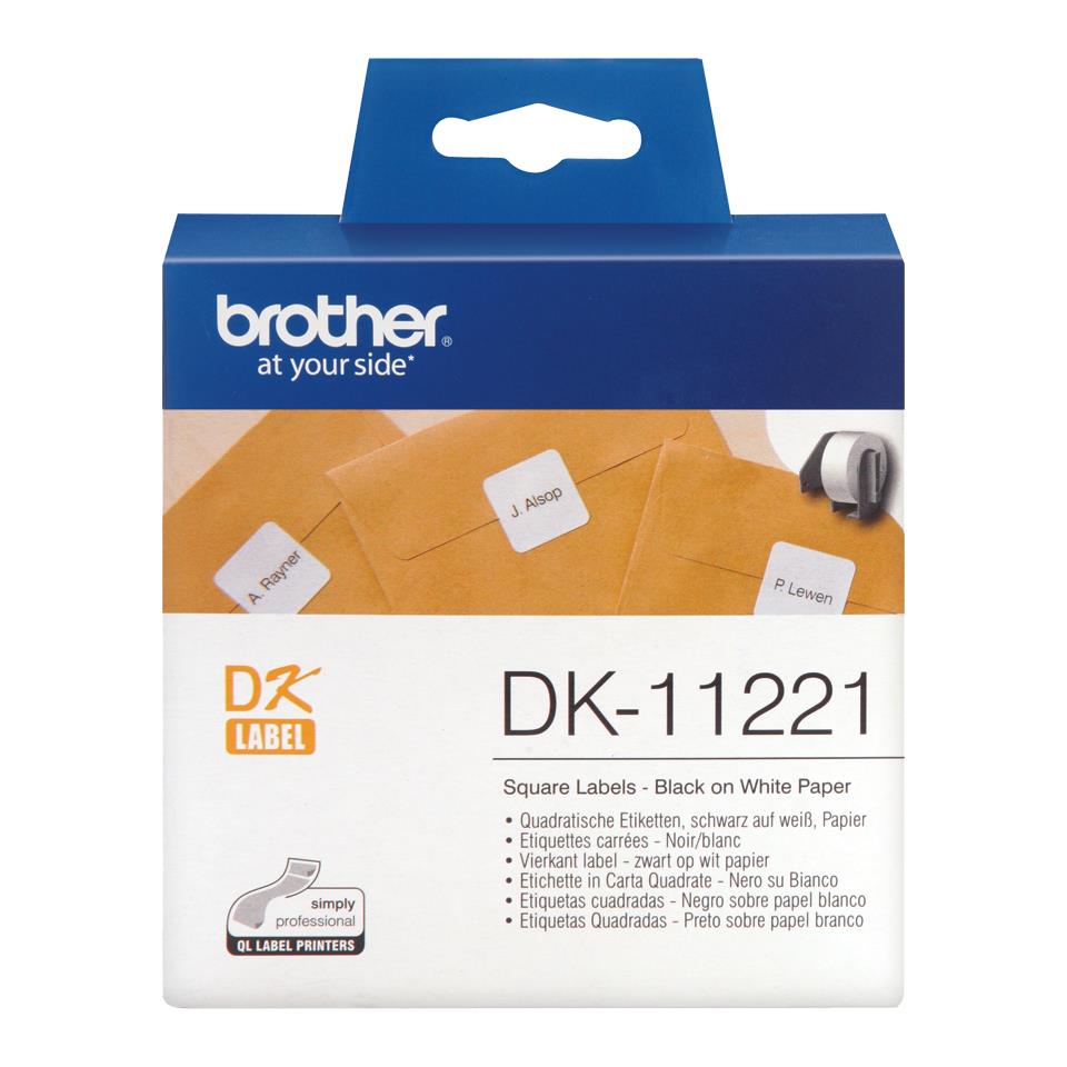 Brother DK límmiðar DK-11221 (23mm x 23mm) límmiðar (svart á hvítu)