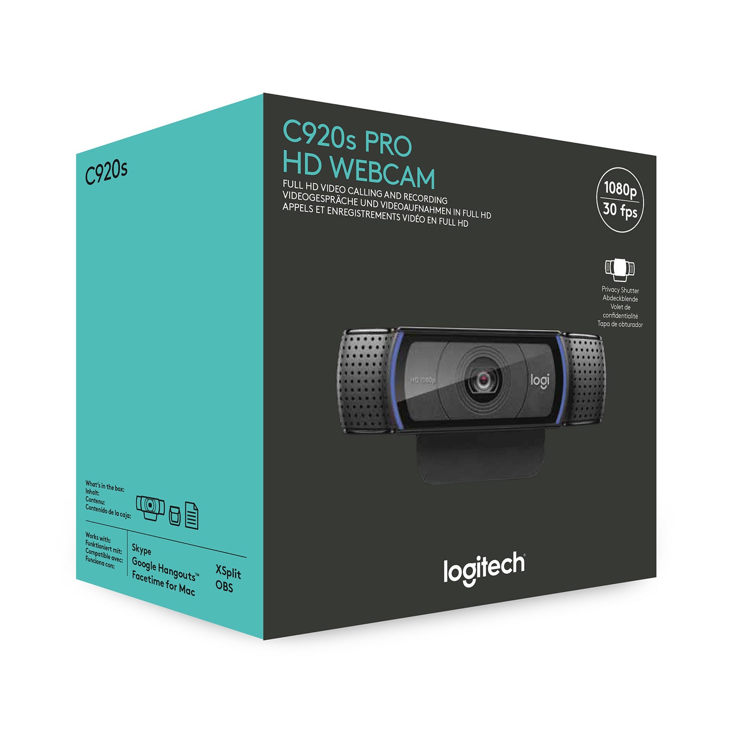 C920S HD Pro vefmyndavél, svört