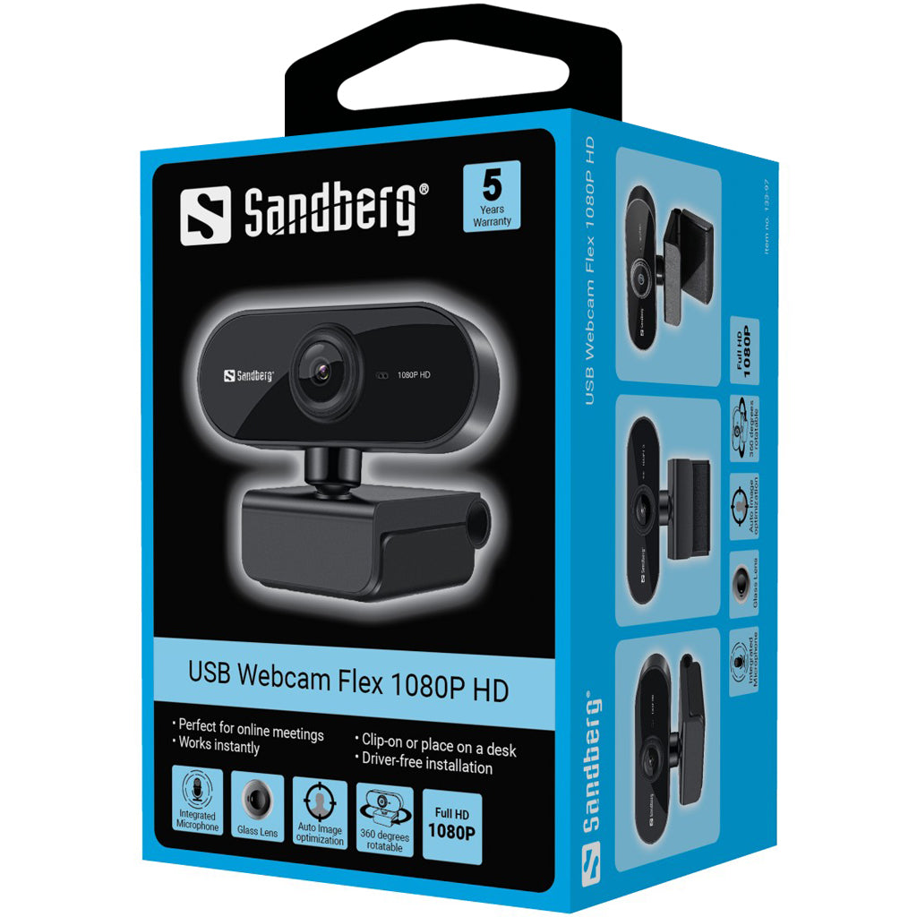 Sandberg USB vefmyndavél Flex 1080P HD, Black