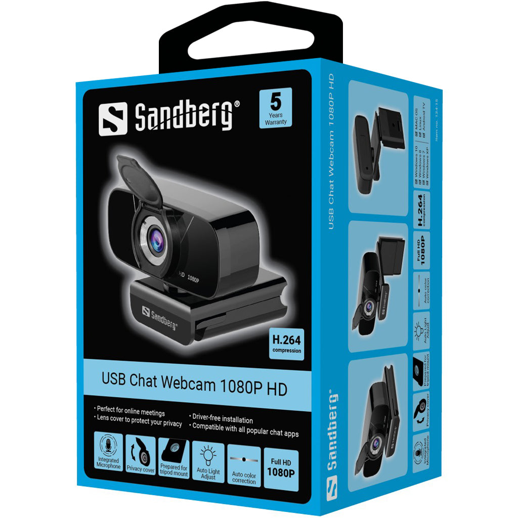 Sandberg USB Chat vefmyndavél 1080P HD
