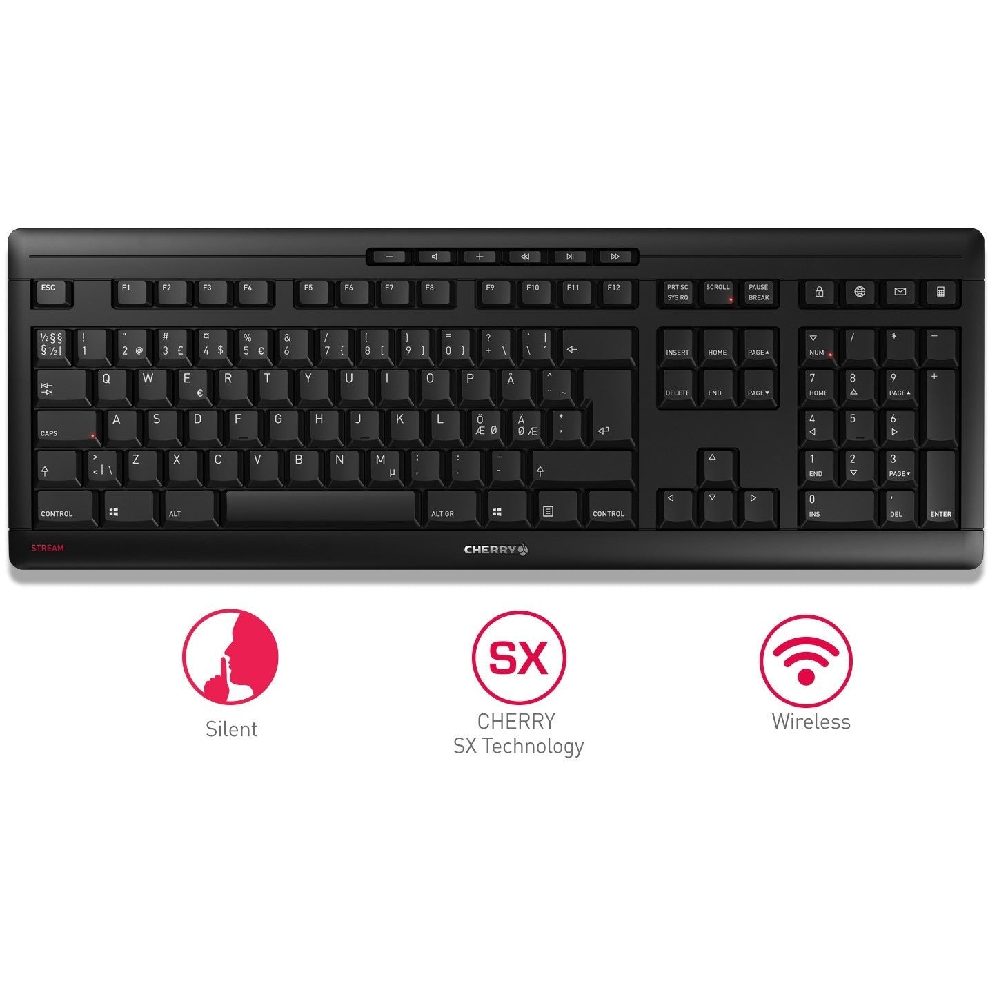 Cherry Stream Keyboard Wireless, svart