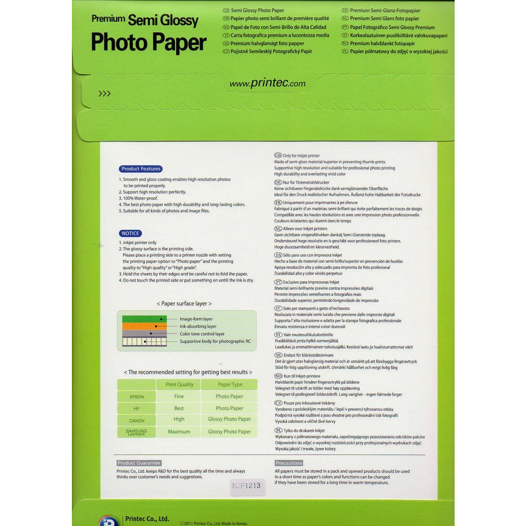 Printech Premium Semi Glossy ljósmyndapappír. 251 gr