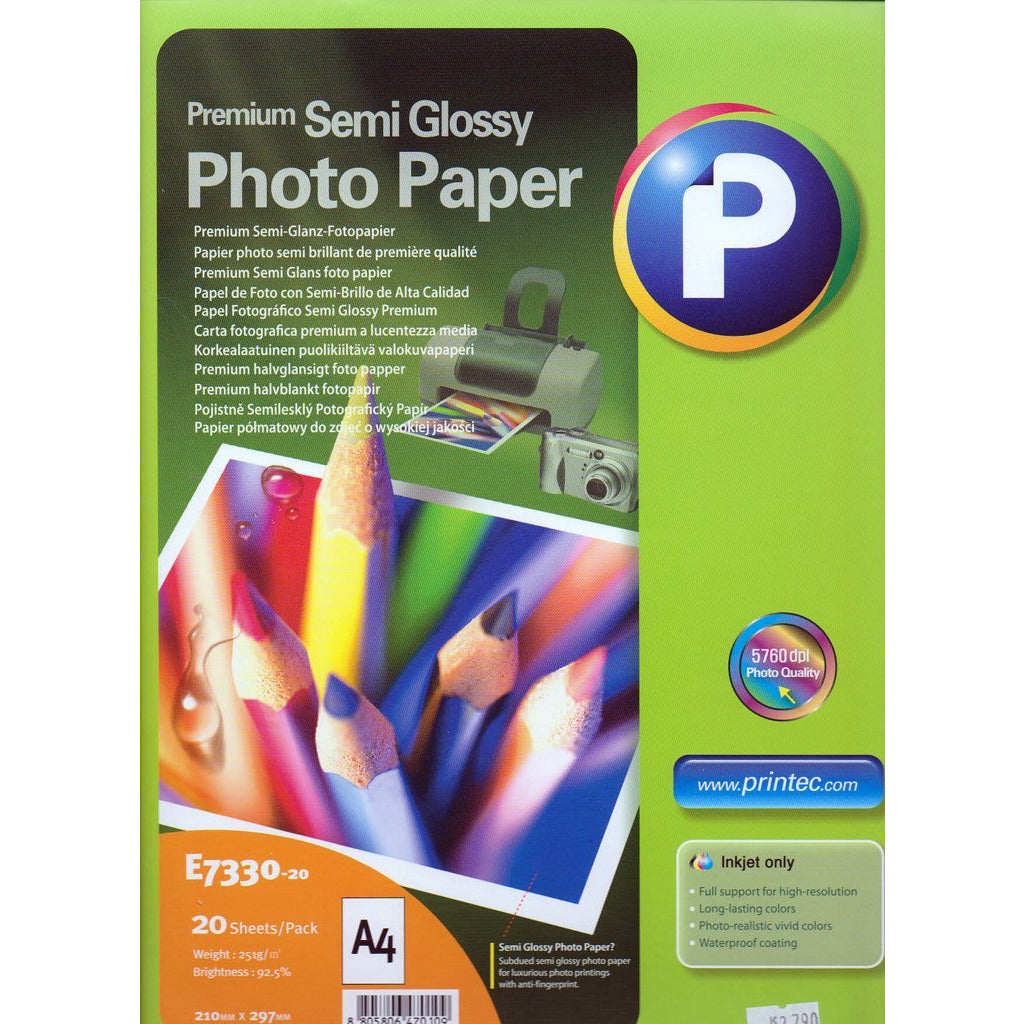 Printech Premium Semi Glossy ljósmyndapappír. 251 gr
