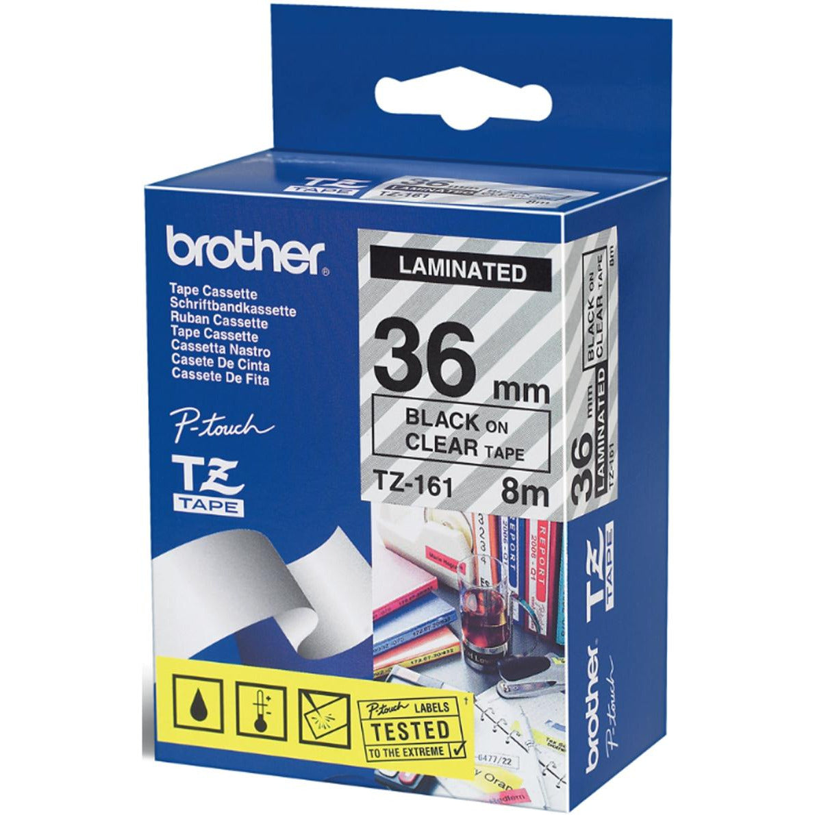 Brother P-touch TC-101 (12mm x 7.5m) Gloss lamineraður límborði (svart á glært)