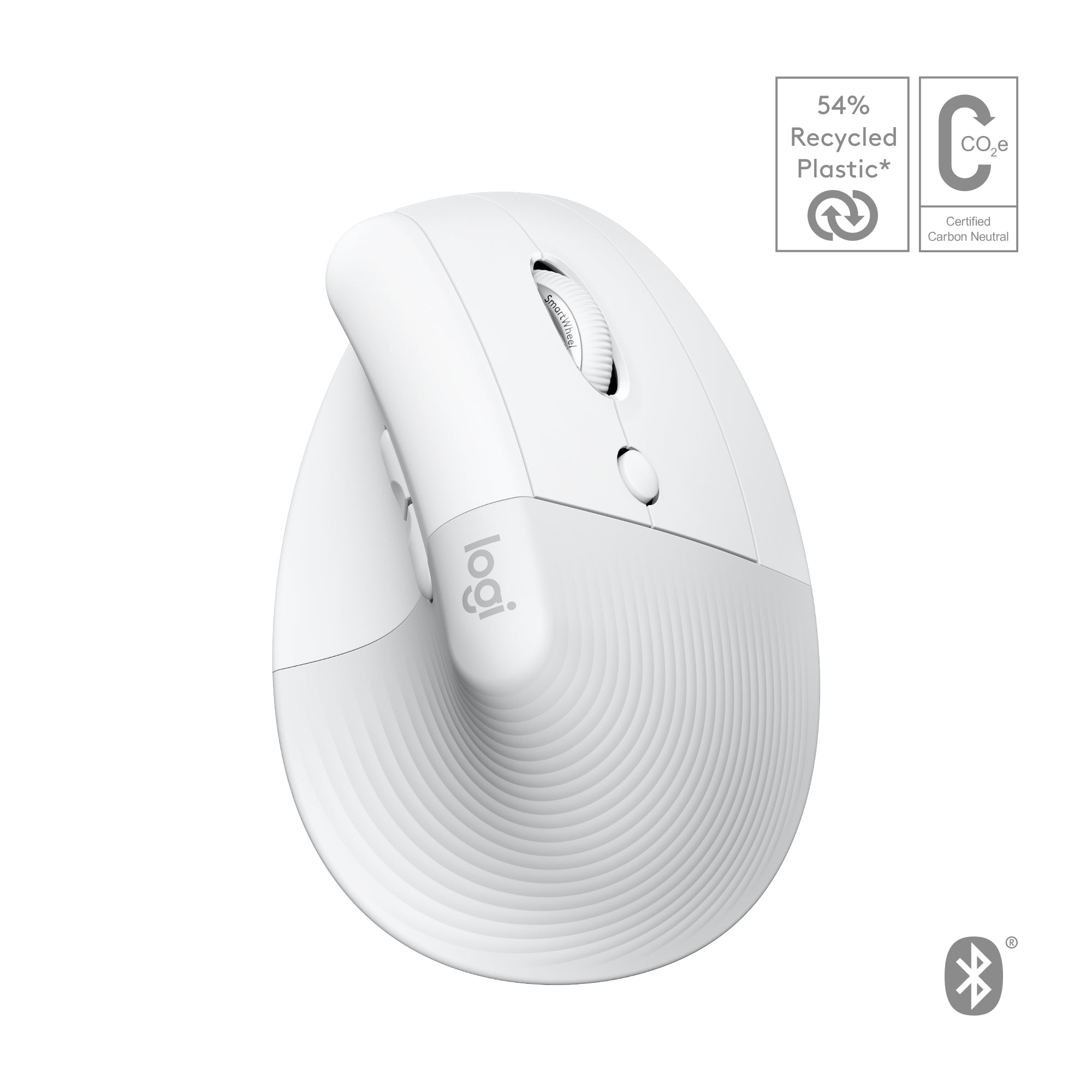 Logitech Lift fyrir Mac Vertical Ergonomic mús, Off-hvít/Pa