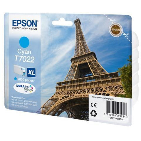 Epson Eiffel Tower T7022 XL (Prentar: 2,000 síður) XL blátt blekhylki