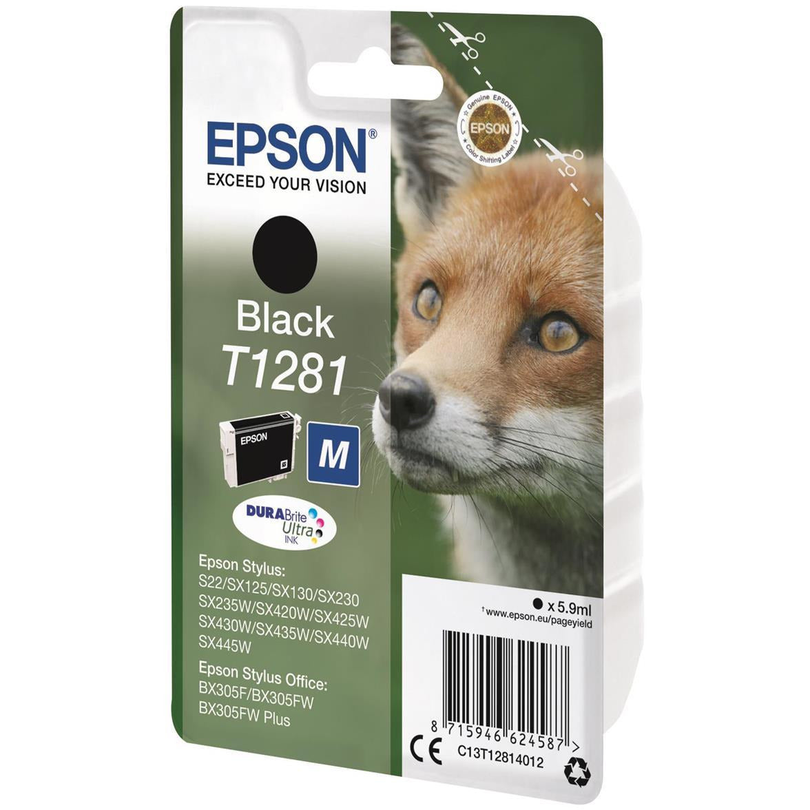 Epson Fox T1281 (5.9ml) DURABrite Ultra blekhylki (svart)