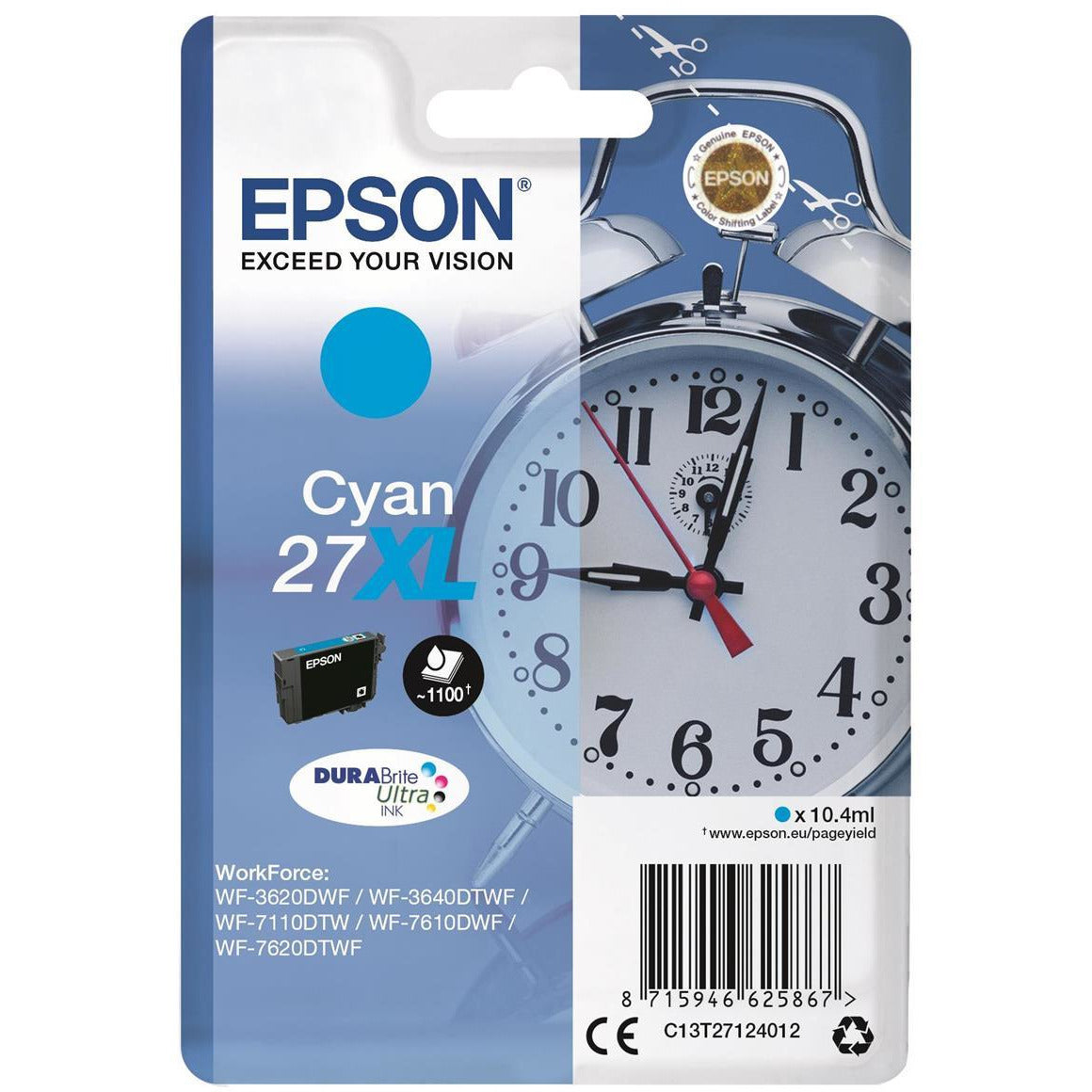 Epson Alarm Clock 27XL (Prentar 1100 síður) DURABrite Ultra blekhylki (blátt)