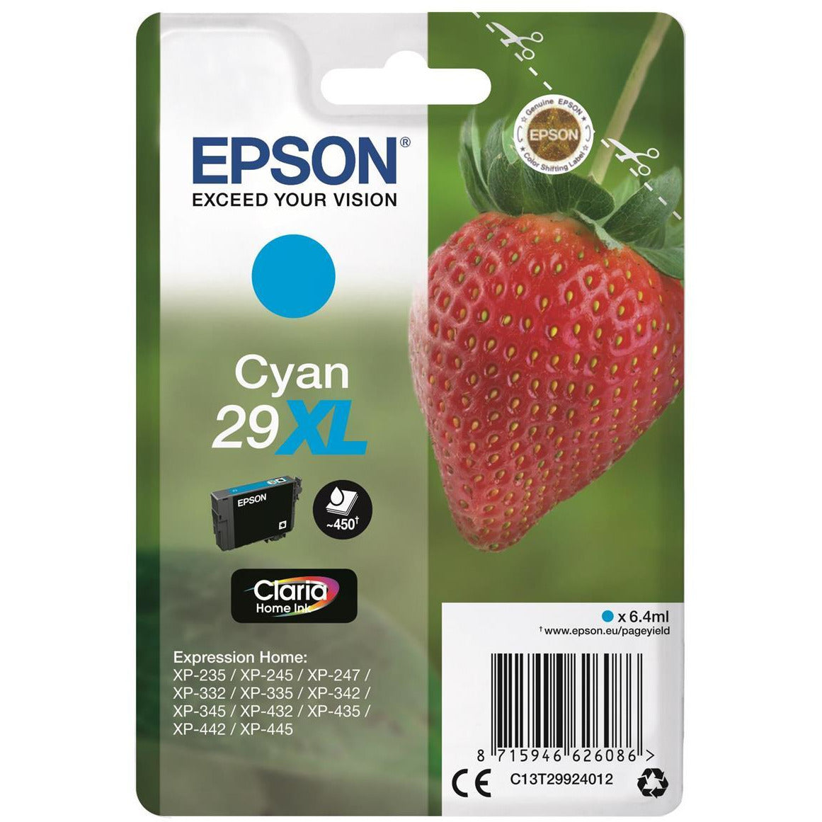 Epson Strawberry 29XL (Prentar 450 síður) Claria Home blekhylki (blátt)
