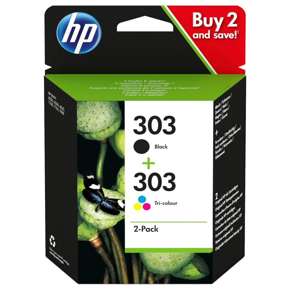 HP 3YM92AE 303 Dual Pack svart Tri Col Ink