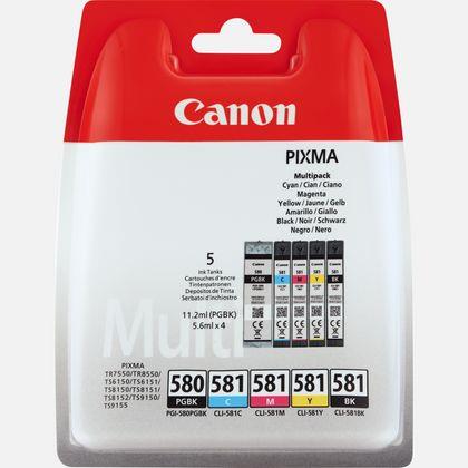 Canon PGI-580BK/CLI-581 (33.6ml) svart/blátt/gult/rautt/Pigment svart blekhylkI - pakki