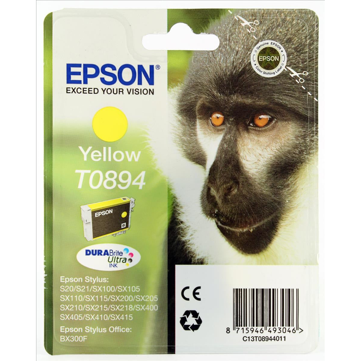 Epson Monkey T0894 (Prentar: 200 síður) gult blekhylki