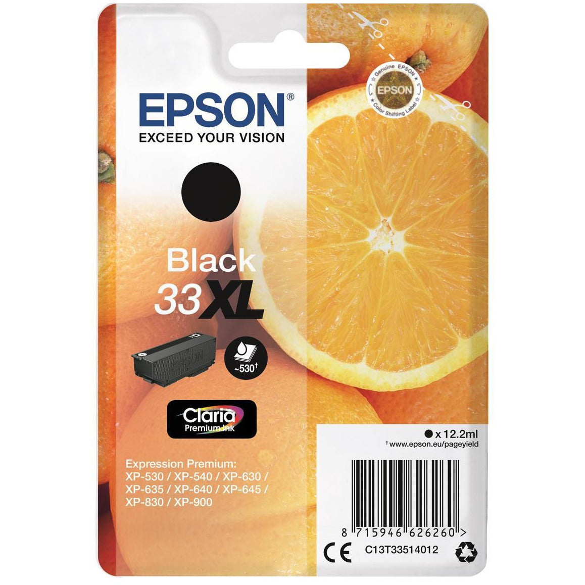 Epson Oranges 33XL (Prentar 530 síður) Claria Premium blekhylki (svart)