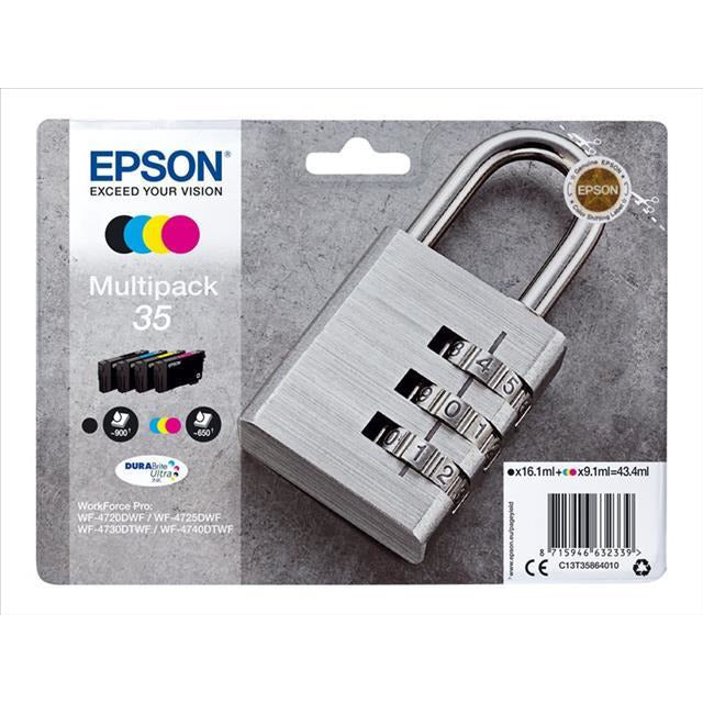 Epson Padlock 35 T3586 DURABrite Ultra pakki (svart 16.1ml and blátt/rautt/gult 9.1ml) blekhylkis