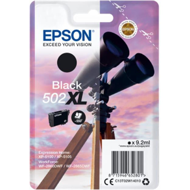 Epson 502 XL Series (Yield: 550 Pages) Black Ink Cartridge (9.2ml) for WorkForce WF-2860DWF/Expression Home XP-5105