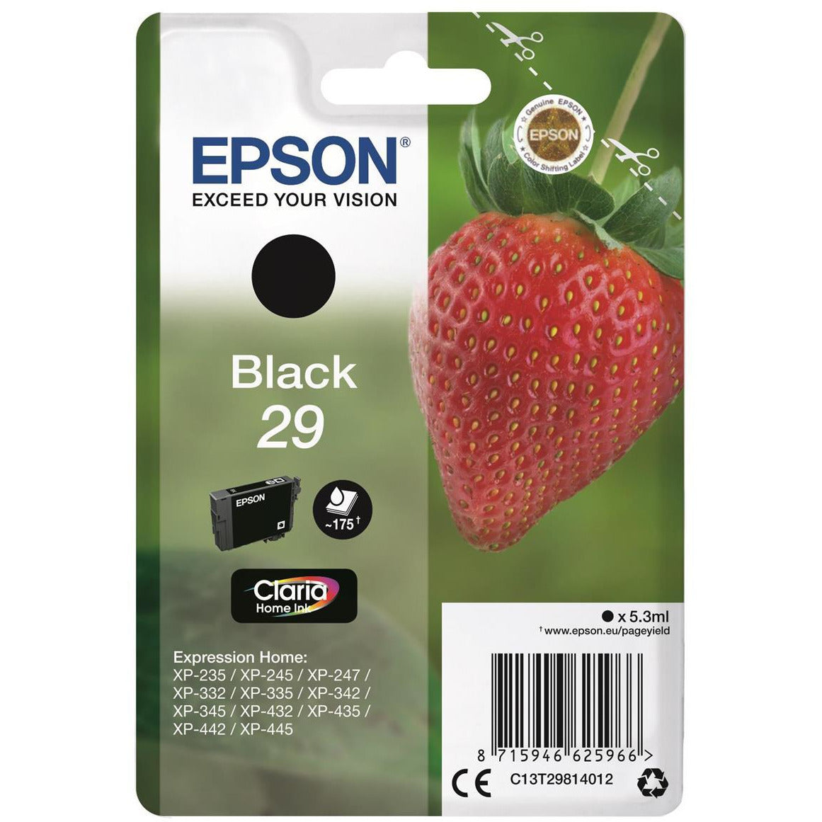 Epson Strawberry 29 (Prentar 175 síður) Claria Home blekhylki (svart)