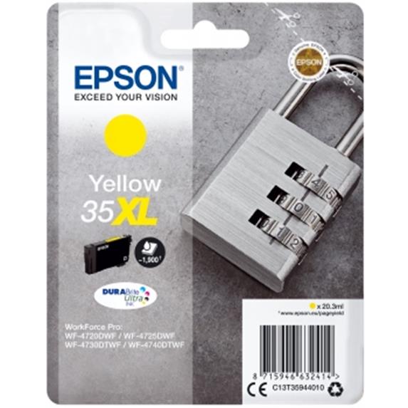 Epson Padlock 35XL T3594 (Prentar 1900 síður) DURABrite Ultra gult 20.3ml blekhylki