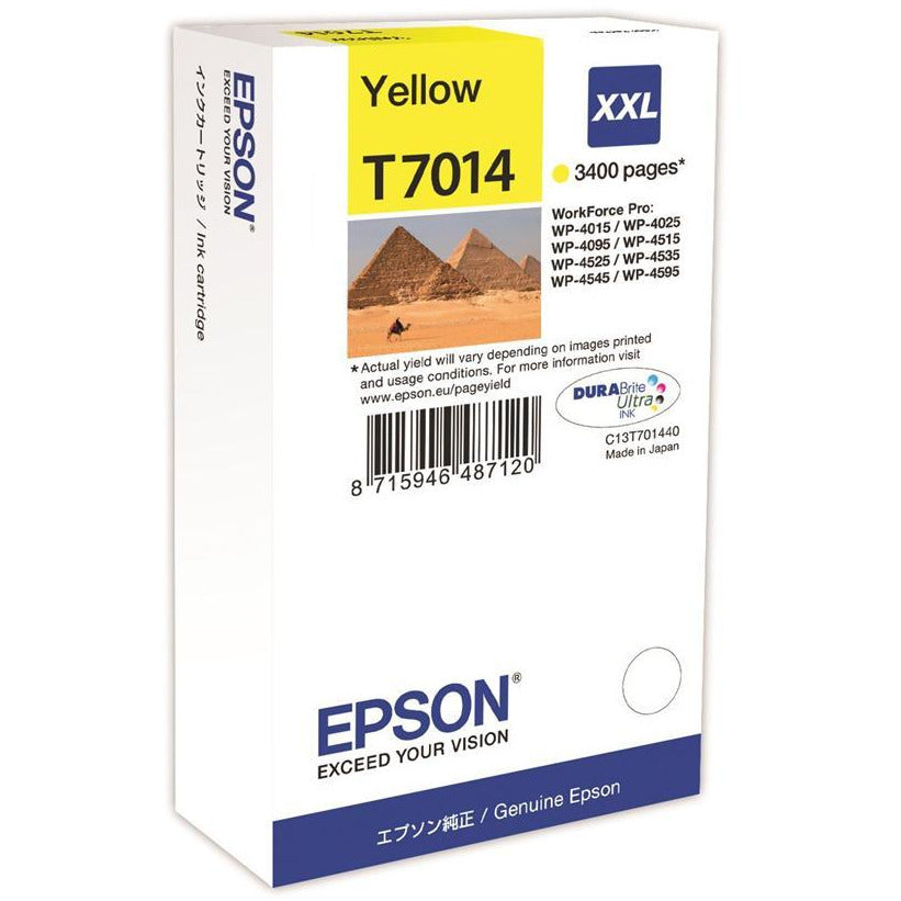 Epson Pyramid T7014 XXL (Prentar: 3,400 síður) XL gult blekhylki