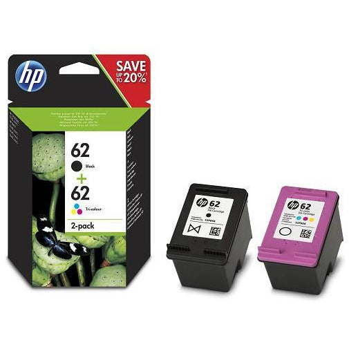 HP N9J71AE 62 2 Pack svart Tri lita Cartridge