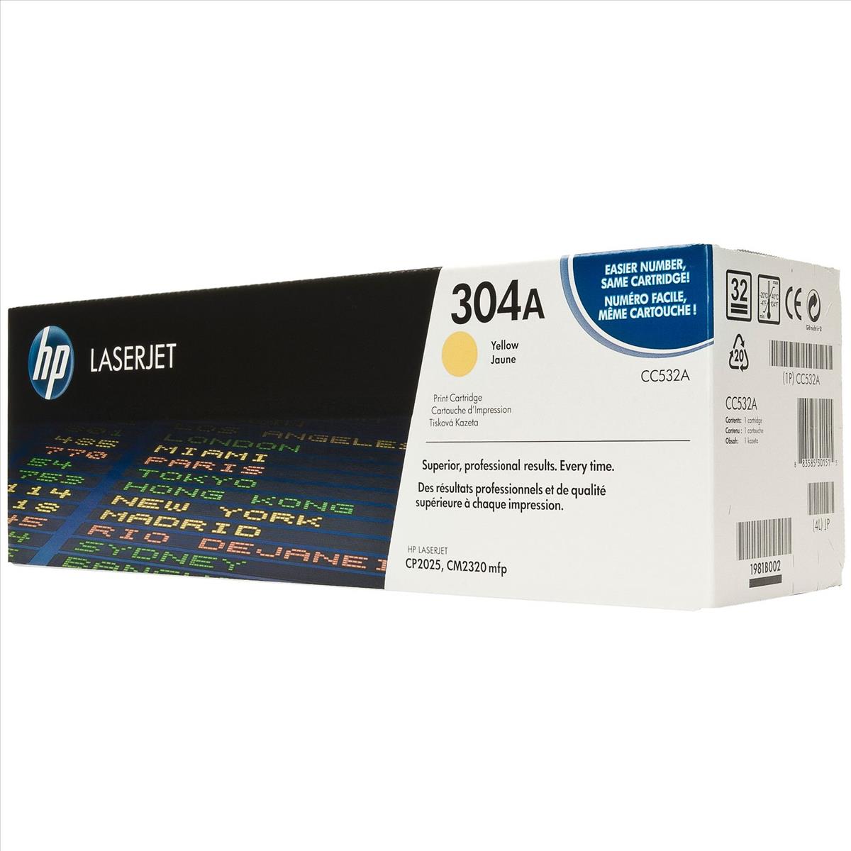 HP 304A (prentar:  2,800 síður) gult dufthylki